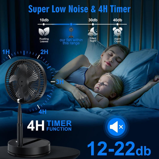 F9 Folding Adjustable Height Desktop Electric Fan(Black) by buy2fix