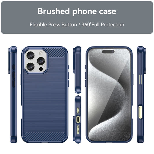 For iPhone 16 Pro Max Brushed Texture Carbon Fiber TPU Phone Case(Blue) by buy2fix