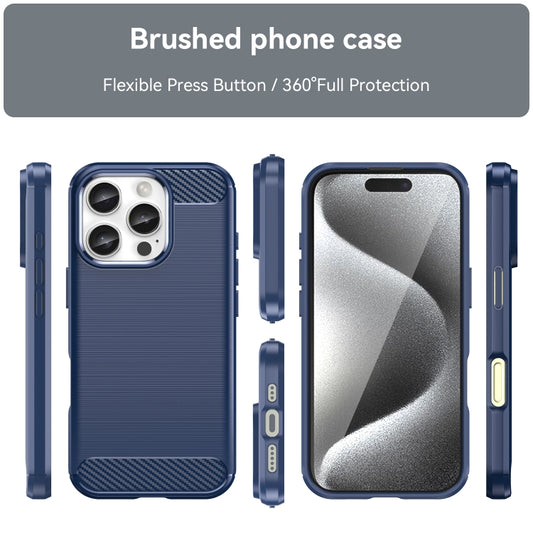 For iPhone 16 Pro Brushed Texture Carbon Fiber TPU Phone Case(Blue) by buy2fix