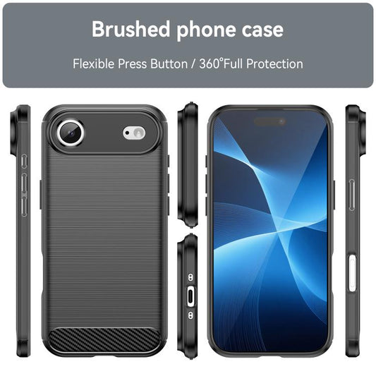 For iPhone Air Brushed Texture Carbon Fiber TPU Phone Case(Black) - iPhone Air Cases by buy2fix | Online Shopping UK | buy2fix