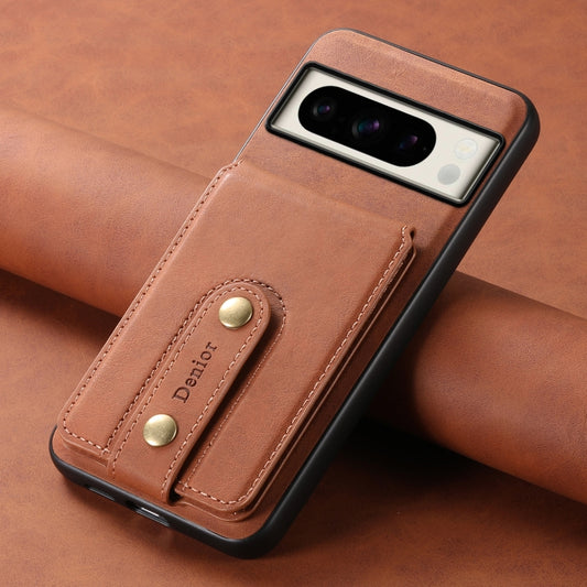 For Google Pixel 8 Pro Denior D14 NK Retro Pattern MagSafe Magnetic Card Holder Leather Phone Case(Brown) by Denior