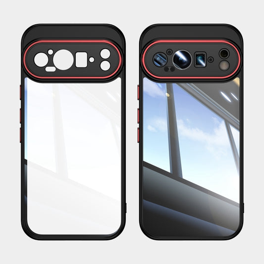 For Google Pixel 9 Pro Acrylic Hybrid TPU Armor Shockproof Phone Case(Black Red) by buy2fix