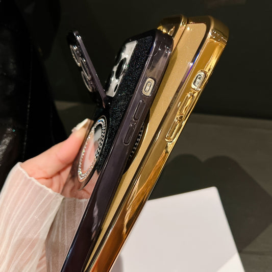 For iPhone 15 Pro Starry Glitter MagSafe Lens Holder Phone Case(Black) by buy2fix