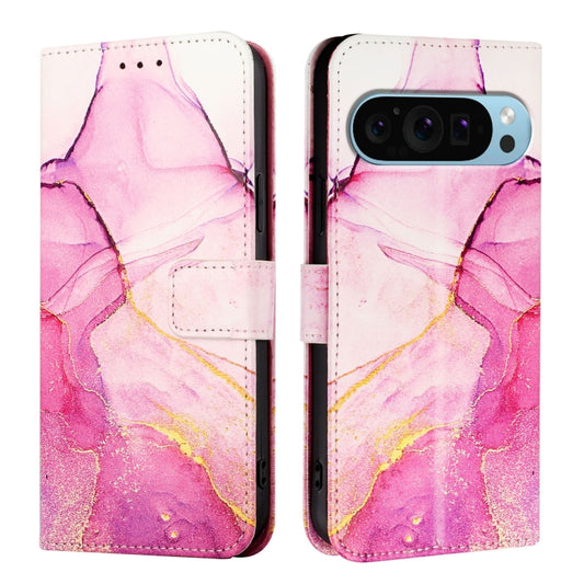For Google Pixel 9 Pro XL PT003 Marble Pattern Flip Leather Phone Case(Pink Purple Gold) by buy2fix