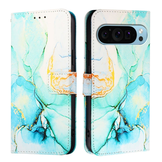 For Google Pixel 9 Pro XL PT003 Marble Pattern Flip Leather Phone Case(Green) by buy2fix
