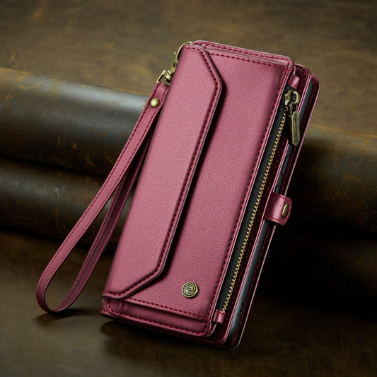 For Google Pixel 8 CaseMe C36 Card Slots Zipper Wallet RFID Anti-theft Leather Phone Case(Wine Red) by CaseMe