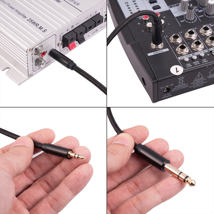 3662-3662BK 3.5mm Male to 6.35mm Male Stereo Amplifier Audio Cable, Length:1m(Black) by buy2fix