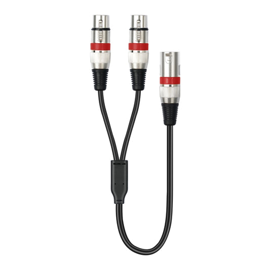 2055YMFF-05 XLR 3pin Male to Dual Female Audio Cable, Length: 50cm(Black+Red) by buy2fix
