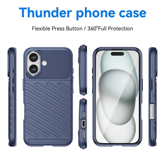 For iPhone 16 Thunderbolt Shockproof Soft TPU Phone Case(Blue) by buy2fix