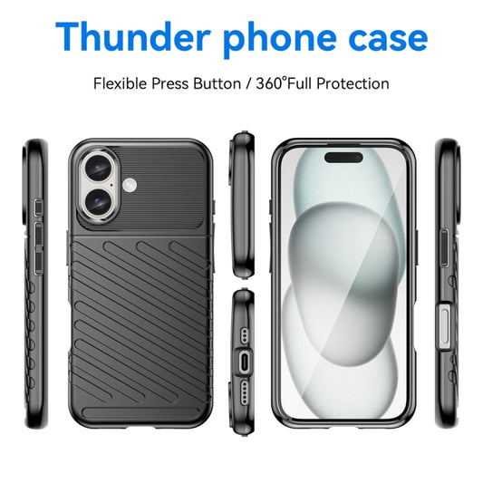 For iPhone 16 Thunderbolt Shockproof Soft TPU Phone Case(Black) by buy2fix
