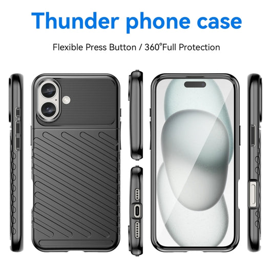 For iPhone 16 Plus Thunderbolt Shockproof Soft TPU Phone Case(Black) by buy2fix