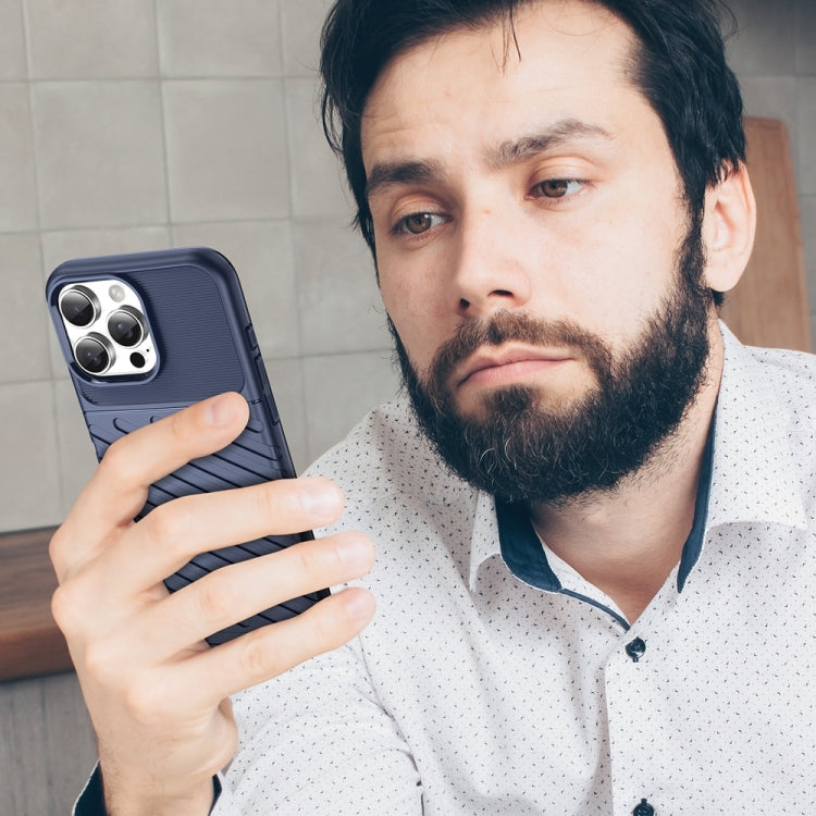 For iPhone 16 Pro Max Thunderbolt Shockproof Soft TPU Phone Case(Blue) by buy2fix