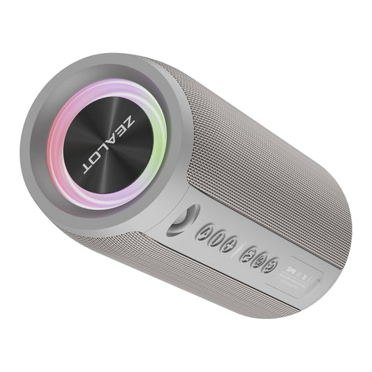 Zealot S51 Pro Shocking Bass Bluetooth Speaker with Colorful Light(Grey) by ZEALOT