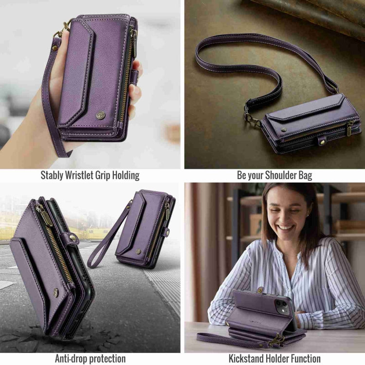 For iPhone 11 CaseMe C36 Card Slots Zipper Wallet RFID Anti-theft Leather Phone Case(Purple) by CaseMe