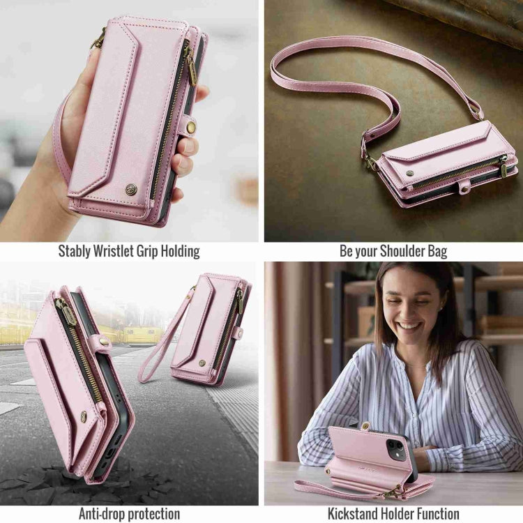 For iPhone 12 mini CaseMe C36 Card Slots Zipper Wallet RFID Anti-theft Leather Phone Case(Pink) by CaseMe