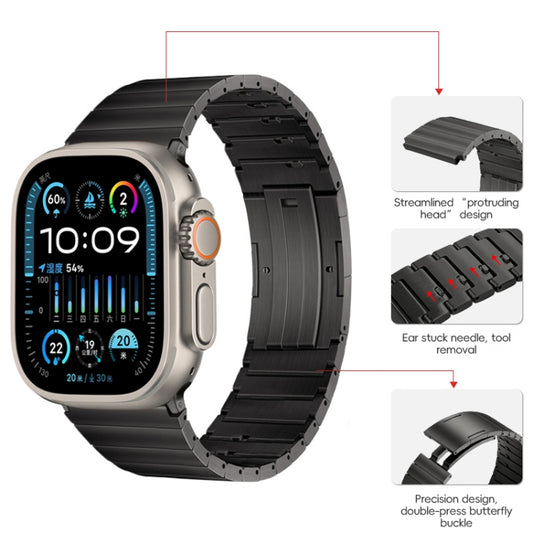 For Apple Watch Ultra 2 49mm PG65 Single Bead Bamboo Joint Spring Bars Titanium Metal Watch Band(Graphite Black) by buy2fix