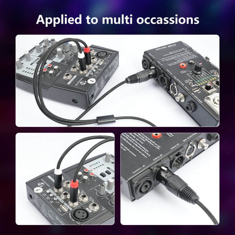 2020Y63 XLR Female to Dual 6.35mm 1/4 TRS Male Y-type Audio Cable, Length:2m(Black) by buy2fix