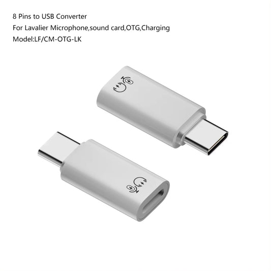 8 Pin Female to Type-C Male Adapter Audio Sound Card Connector No Hanging Ear by buy2fix