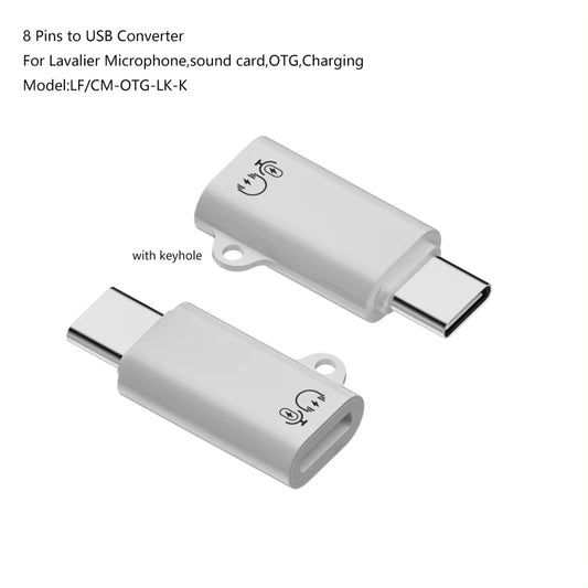 8 Pin Female to Type-C Male Adapter Audio Sound Card Connector With Hanging Ear by buy2fix