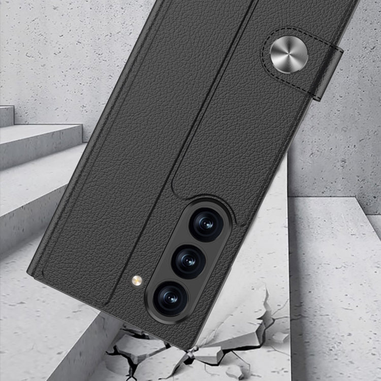 For Samsung Galaxy Z Fold6 GKK Integrated Flip Leather Case with Pen Slotm, Stylus Not Included(Carbon Fiber Texture) by GKK