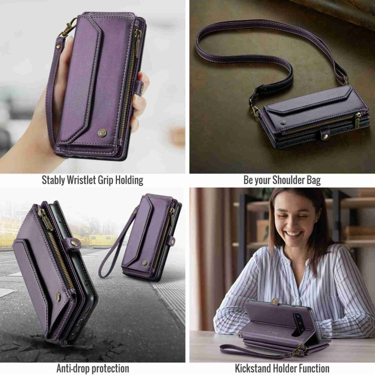 For Samsung Galaxy S10 CaseMe C36 Card Slots Zipper Wallet RFID Anti-theft Leather Phone Case(Purple) by CaseMe