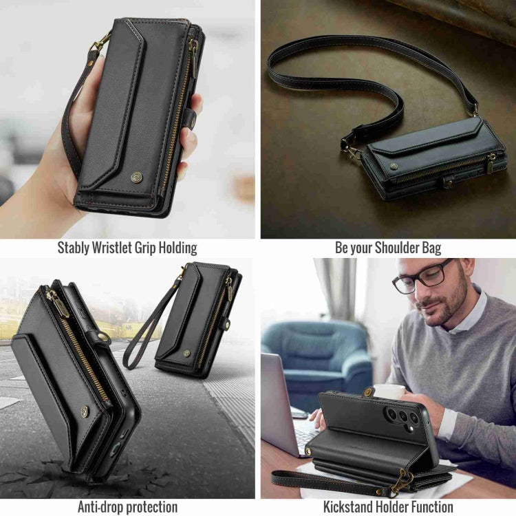 For Samsung Galaxy S23 FE 5G CaseMe C36 Card Slots Zipper Wallet RFID Anti-theft Leather Phone Case(Black) by CaseMe