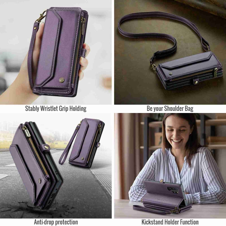 For Samsung Galaxy Note10+ CaseMe C36 Card Slots Zipper Wallet RFID Anti-theft Leather Phone Case(Purple) by CaseMe