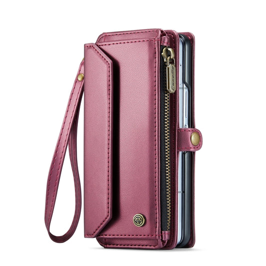 For Samsung Galaxy Z Fold6 5G CaseMe C36 Card Slots Zipper Wallet RFID Anti-theft Leather Phone Case(Wine Red) by CaseMe