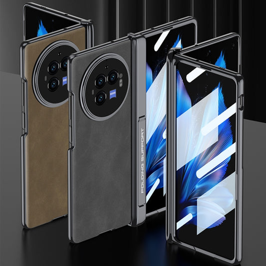 For vivo X Fold3 Pro GKK Integrated Magnetic Fold Hinge Leather Shockproof Phone Case(Matte Black) by GKK