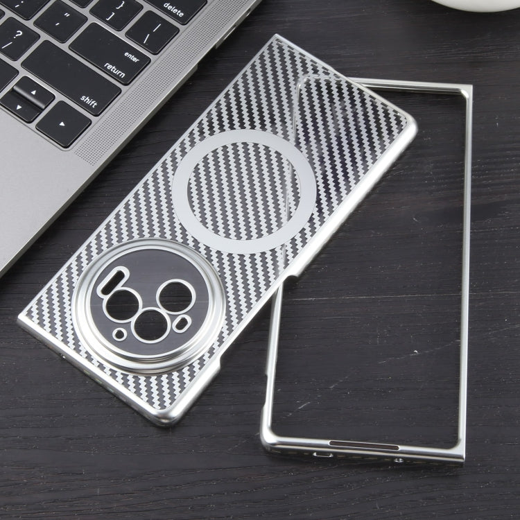 For vivo X Fold3 6D Plated Carbon Fiber Clear Magsafe PC Phone Case(Starlight Silver) by buy2fix