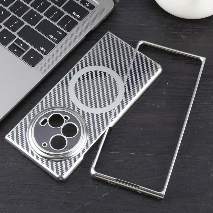 For vivo X Fold3 Pro 6D Plated Carbon Fiber Clear Magsafe PC Phone Case(Starlight Silver) by buy2fix