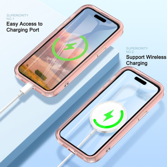 For iPhone 15 Pro Max Colorful MagSafe Magnetic PC Hybrid TPU Phone Case(Pink) by buy2fix