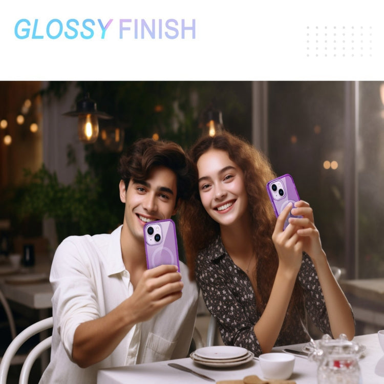 For iPhone 15 Plus Colorful MagSafe Magnetic PC Hybrid TPU Phone Case(Dark Purple) by buy2fix