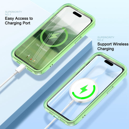 For iPhone 15 Colorful MagSafe Magnetic PC Hybrid TPU Phone Case(Green) by buy2fix