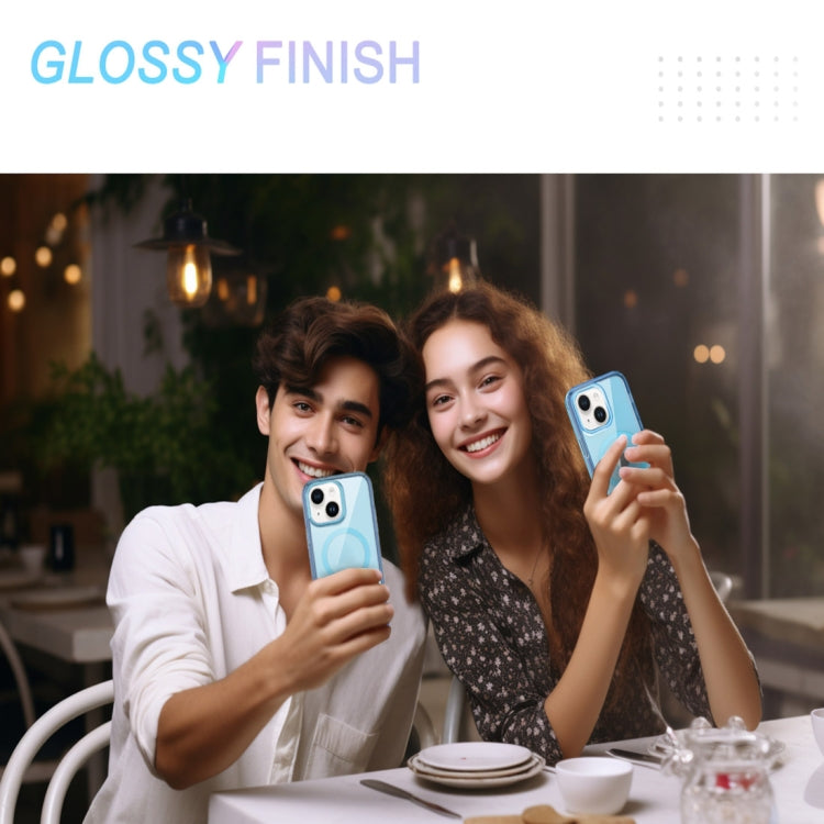 For iPhone 14 Plus Colorful MagSafe Magnetic PC Hybrid TPU Phone Case(Blue) by buy2fix