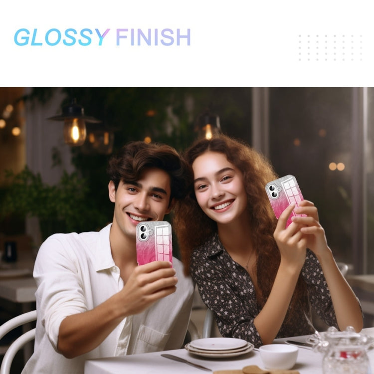 For iPhone 16 Plus IMD Gradient Feather PC Hybrid TPU Phone Case(Rose Red) by buy2fix