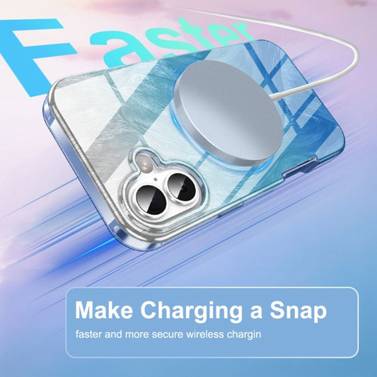 For iPhone 16 IMD Gradient Feather PC Hybrid TPU Phone Case(Blue) by buy2fix