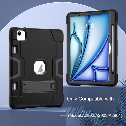 For iPad Air 11 2025 / 2024 Contrast Color Silicone Acrylic PC Tablet Case with Holder(Black) by buy2fix