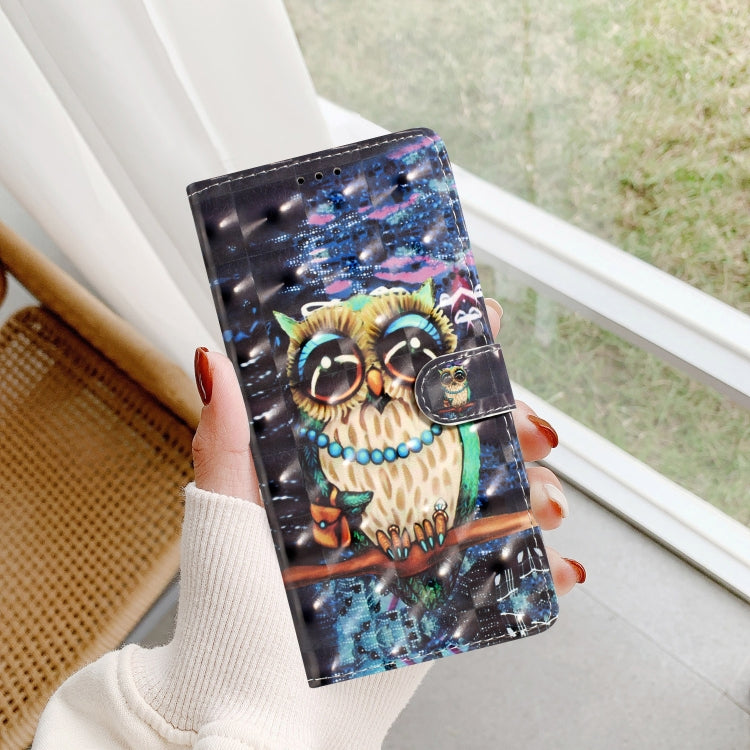 For iPhone 16 3D Pattern Leather Phone Case(Big-eyed owl) by buy2fix