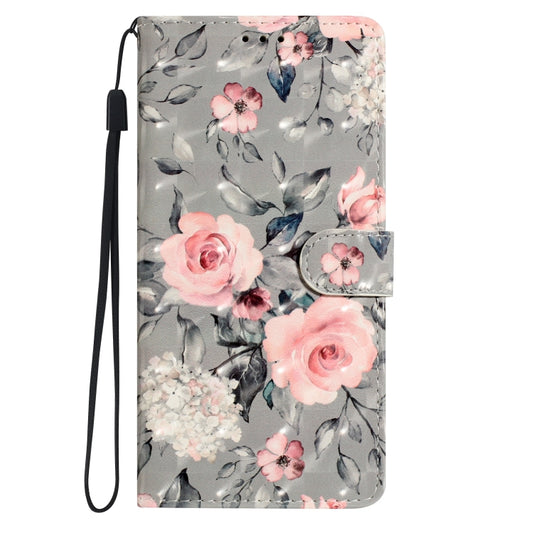 For iPhone 16 Pro Max 3D Pattern Leather Phone Case(Gray Base Flower) by buy2fix