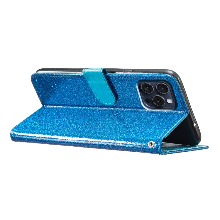 For iPhone 16 Pro Glitter Powder Flip Leather Phone Case(Blue) by buy2fix