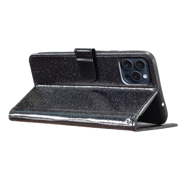 For iPhone 16 Pro Max Glitter Powder Flip Leather Phone Case(Black) by buy2fix