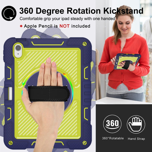 For iPad Air 11 2025 / 2024 360 Degree Rotation PC Contrast Silicone Tablet Case(Navy Blue + Yellow Green) by buy2fix