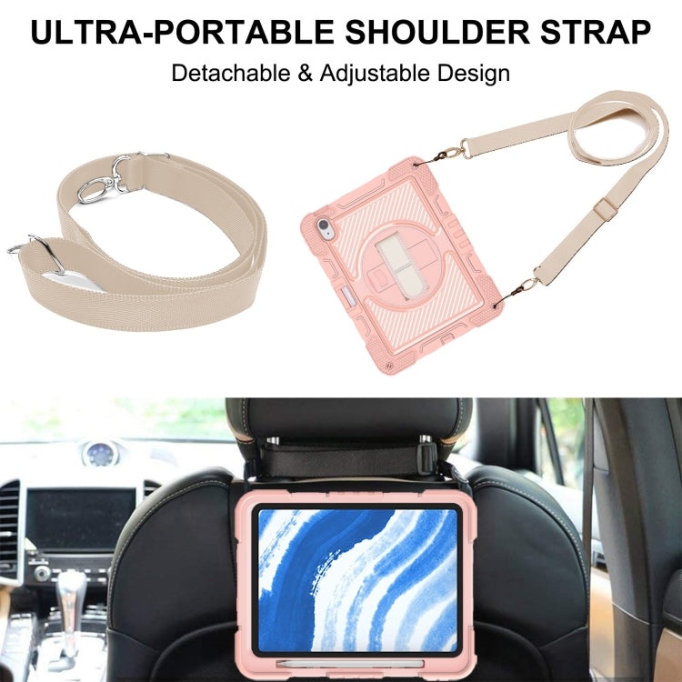 For iPad Air 11 2025 / 2024 360 Degree Rotation PC Contrast Silicone Tablet Case(Rose Gold) by buy2fix