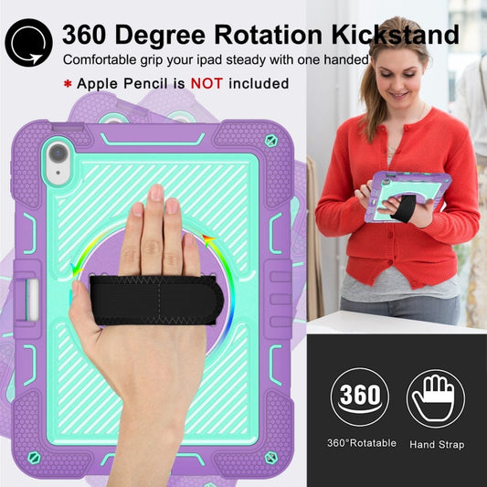For iPad Air 11 2025 / 2024 360 Degree Rotation PC Contrast Silicone Tablet Case(Purple + Mint Green) by buy2fix