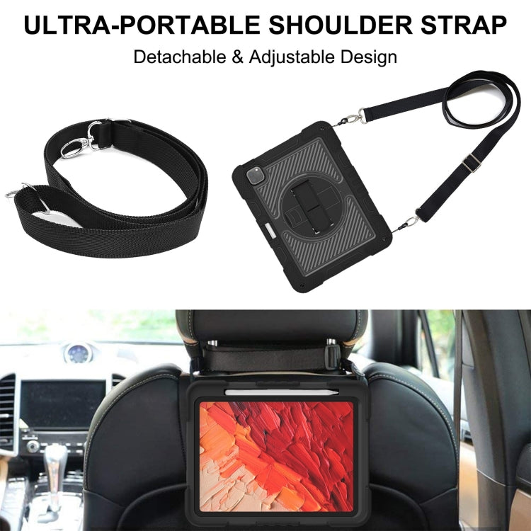 For iPad Pro 11 2025 / 2024 360 Degree Rotation PC Contrast Silicone Tablet Case(Black) by buy2fix