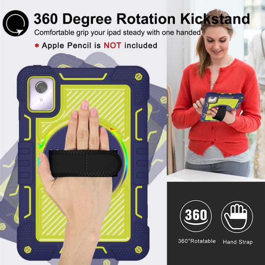 For Lenovo Tab M11 / Xiaoxin Pad 11 2024 360 Degree Rotation PC Contrast Silicone Tablet Case(Navy Blue + Yellow Green) by buy2fix