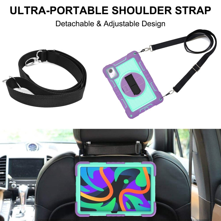 For Lenovo Tab M11 / Xiaoxin Pad 11 2024 360 Degree Rotation PC Contrast Silicone Tablet Case(Purple + Mint Green) by buy2fix