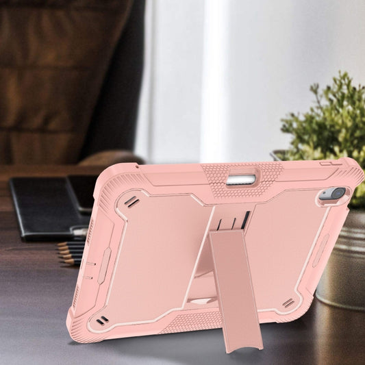 For iPad Air 11 2025 / 2024 Shockproof Silicone Hybrid PC Tablet Case with Holder(Rose Gold) by buy2fix