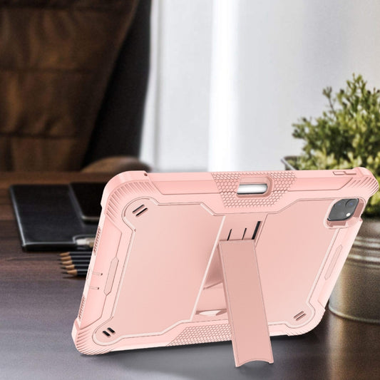 For iPad Pro 11 2025 / 2024 Shockproof Silicone Hybrid PC Tablet Case with Holder(Rose Gold) by buy2fix